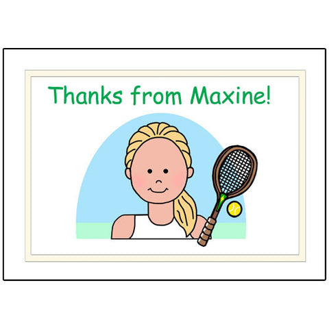 Tennis Kid Personalized Thank You Note Cards - Girl