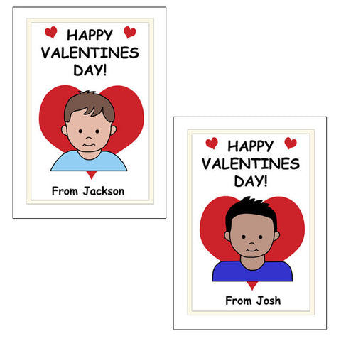 Cartoon Kid Personalized Valentines Cards - Boy