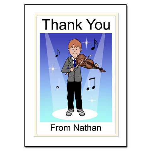 Violin Recital Boy Thank You Note Cards