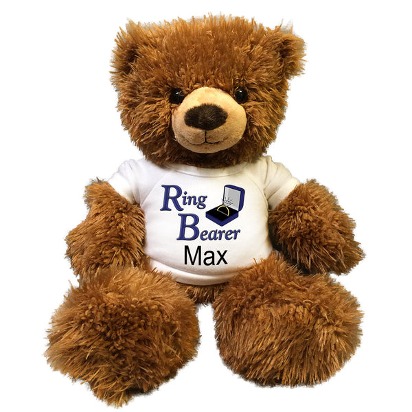 Ring Bearer Teddy Bear -  Personalized 14" Brown Tummy Bear