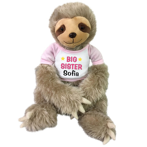 Big Sister Personalized Stuffed Sloth - 18" Tan Unipak Plush Sloth