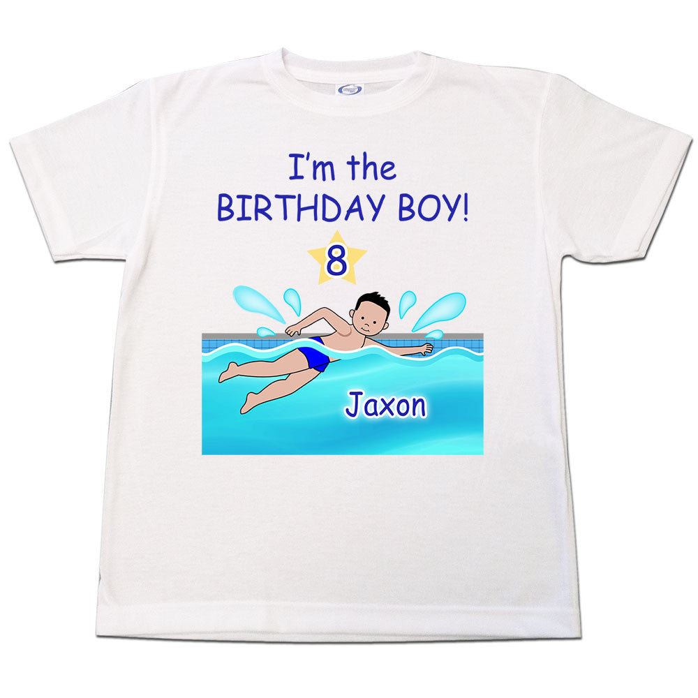Swimming Boy Personalized Birthday T Shirt