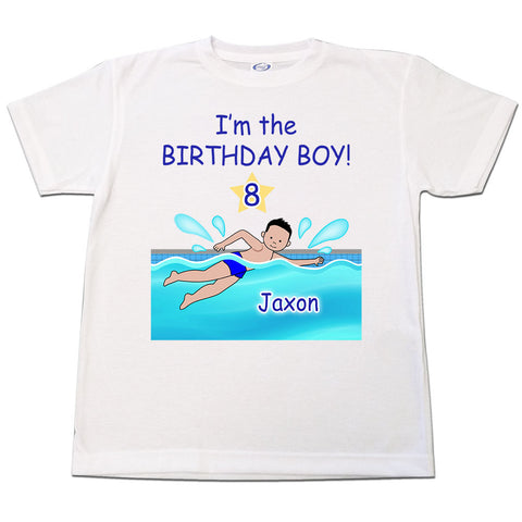 Swimming Boy Personalized Birthday T Shirt