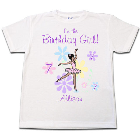Ballet or Dance Birthday T Shirt - Dainty Floral Ballerina