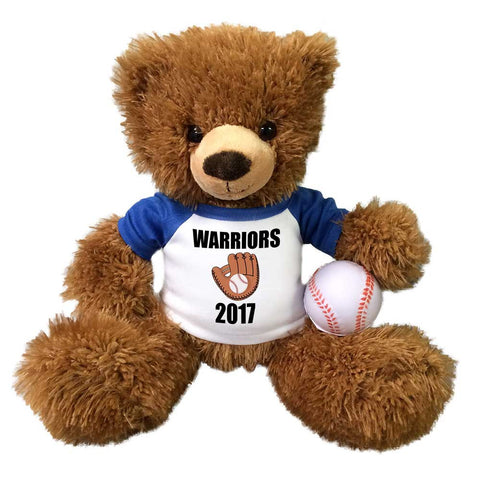Personalized Baseball Teddy Bear - 14" Brown Tummy Bear