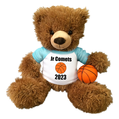 Personalized Basketball Teddy Bear - 14" Brown Tummy Bear