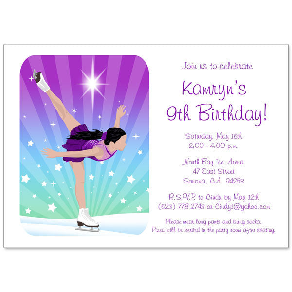 Ice Skating Birthday Party Invitations for Girls