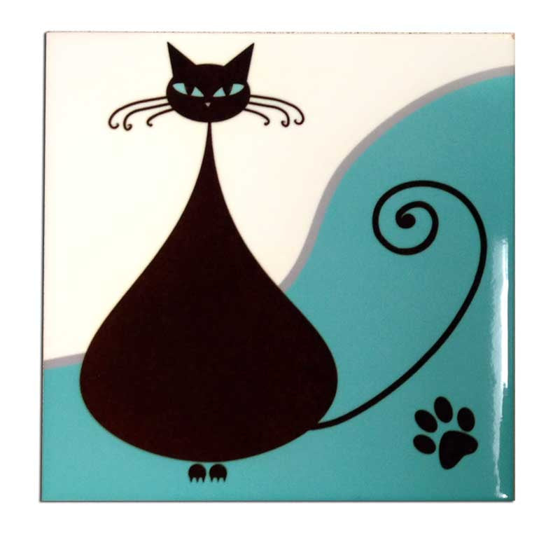 Black Cat Decorative Ceramic Art Tile