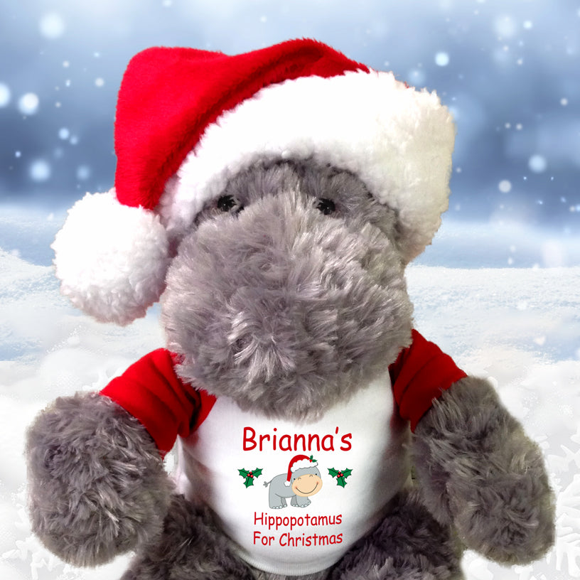 Personalized Christmas Teddy Bears, Stuffed Animals and Hippopotamus for Christmas!