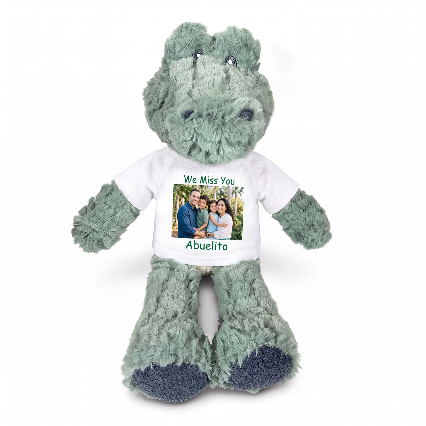 Personalized Stuffed Alligator / Crocodile - 12" Alli Gator with Photo & Text - White Shirt