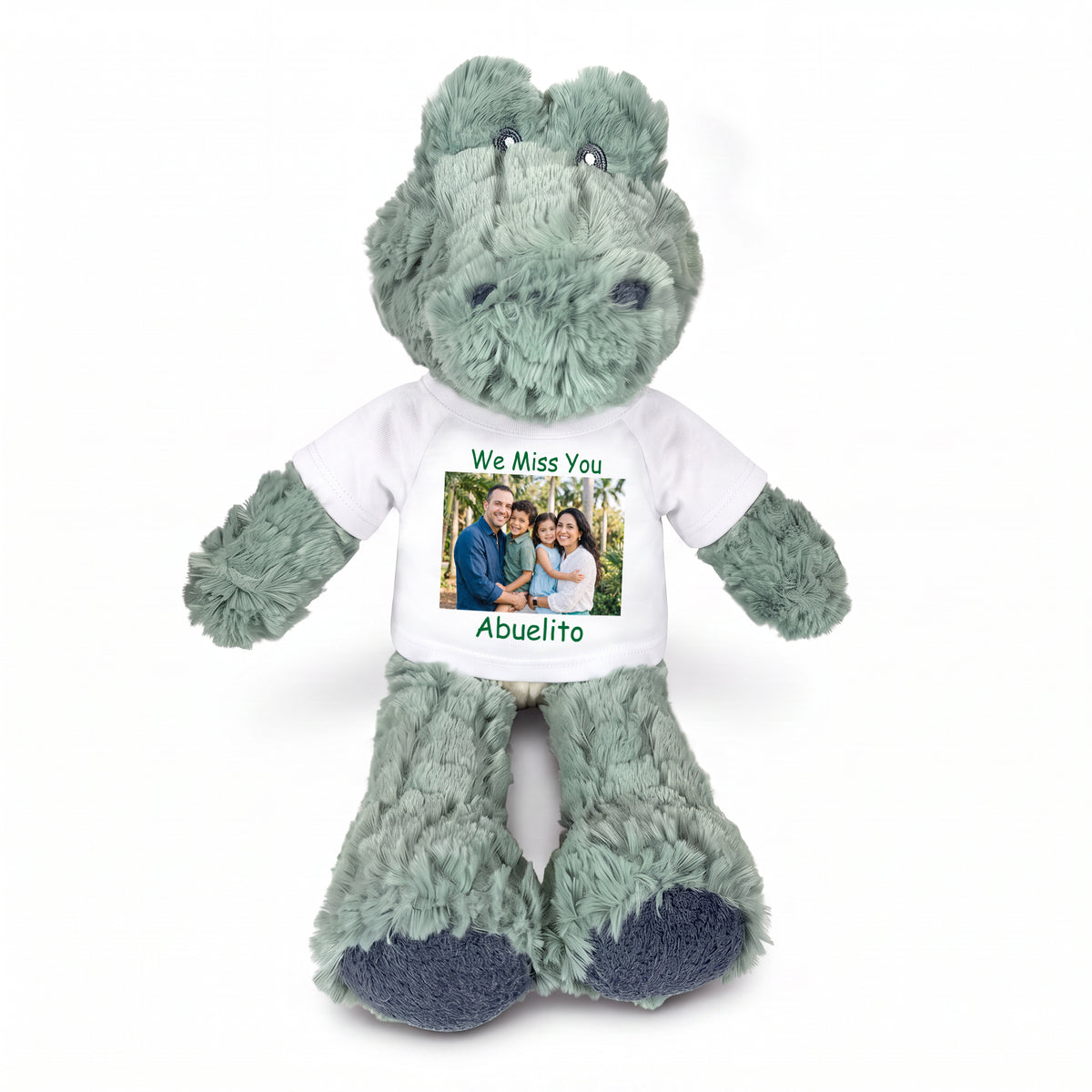 Personalized Stuffed Alligator / Crocodile - 12" Alli Gator with Photo & Text - White Shirt