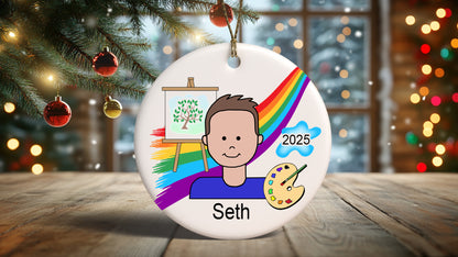 Artist Boy Personalized Christmas Ornament
