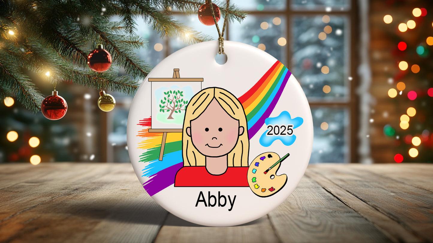 Artist Girl Personalized Christmas Ornament