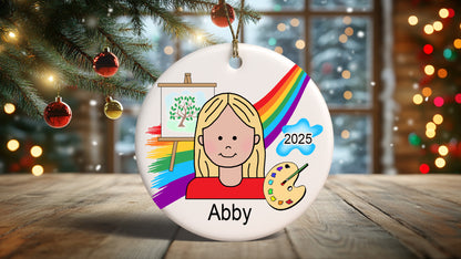 Artist Girl Personalized Christmas Ornament