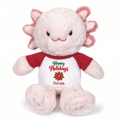 Personalized Christmas Stuffed Axolotyl - 12 Inch Plush Axolytl