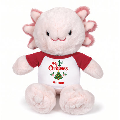 Personalized Christmas Stuffed Axolotyl - 12 Inch Plush Axolytl