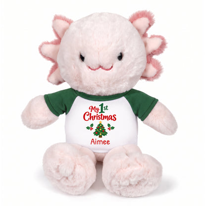Personalized Christmas Stuffed Axolotyl - 12 Inch Plush Axolytl