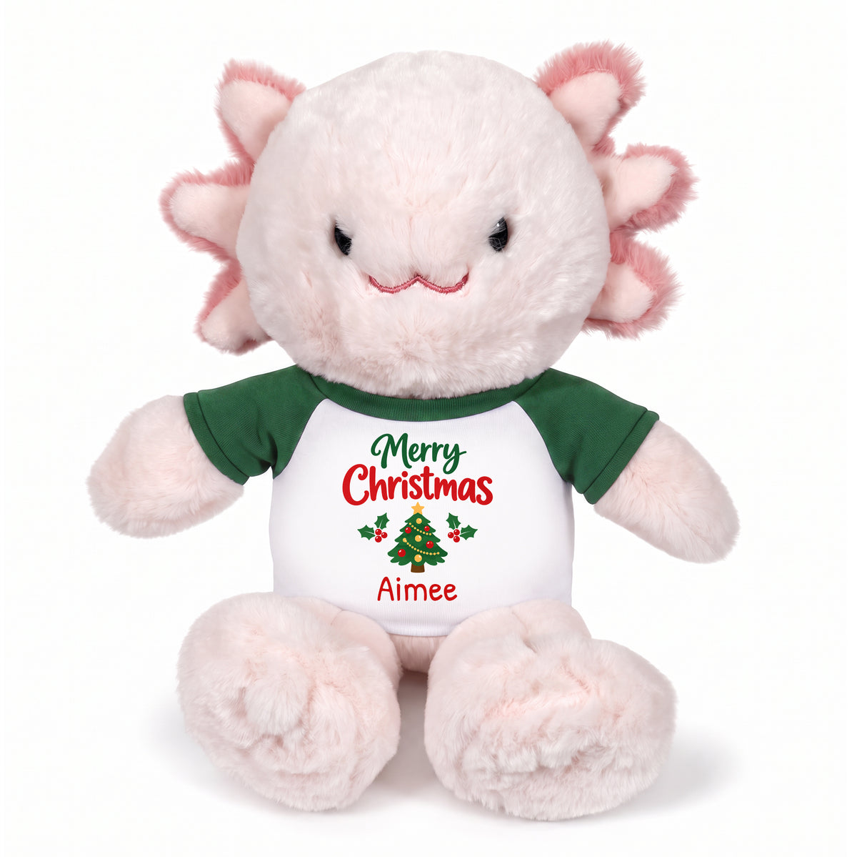 Personalized Christmas Stuffed Axolotyl - 12 Inch Plush Axolytl