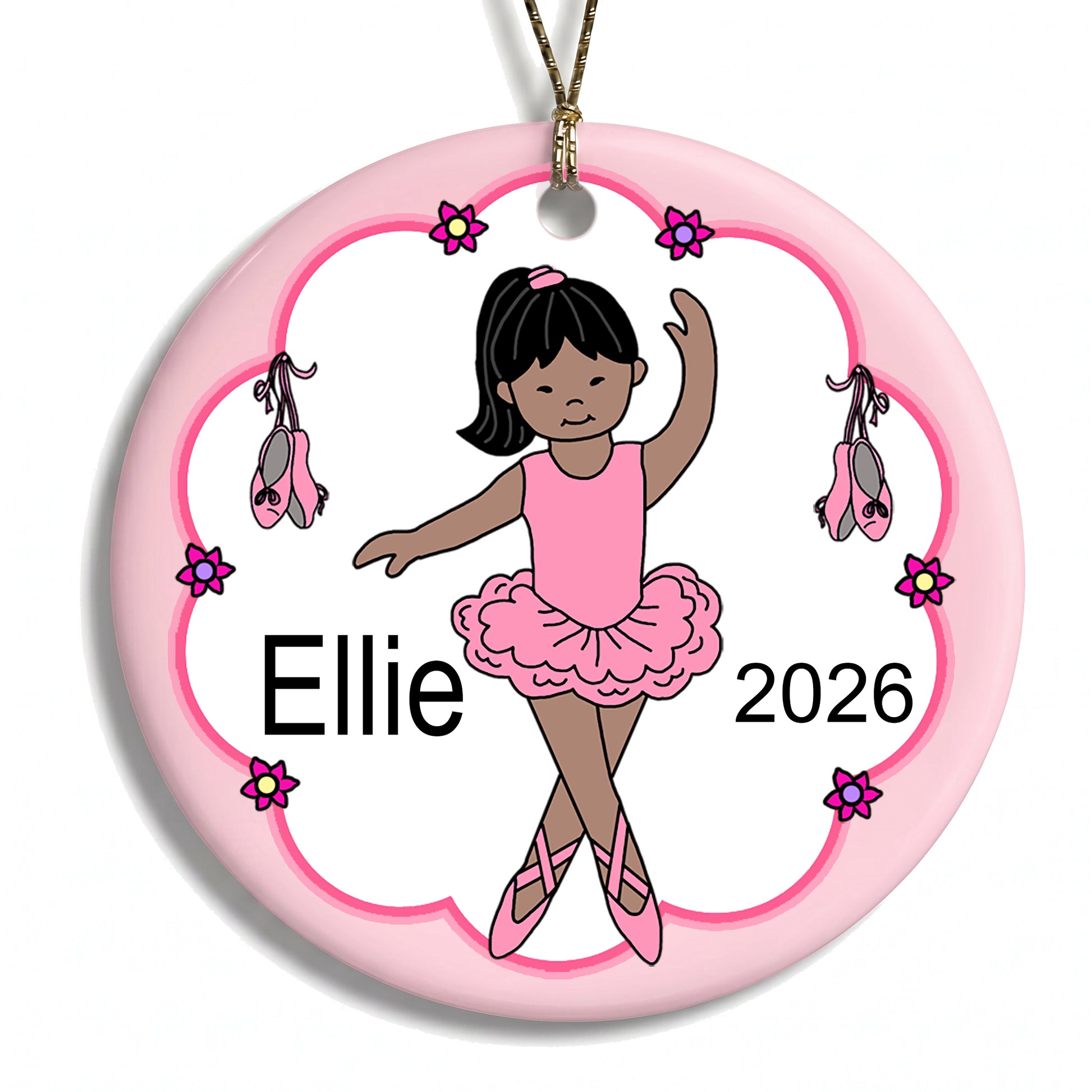 Ballet or Dance Christmas Ornament - Ballerina Design - Asian w/medium skin