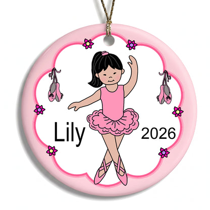Ballet or Dance Christmas Ornament - Ballerina Design - Asian w/Fair Skin
