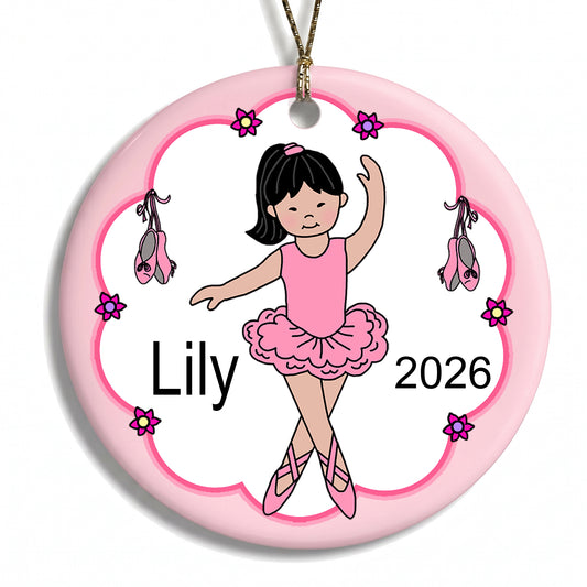 Ballet or Dance Christmas Ornament - Ballerina Design - Asian w/Fair Skin