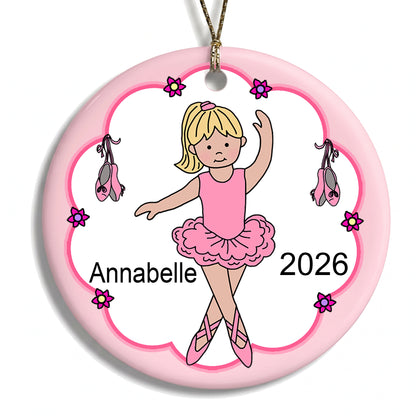 Ballet or Dance Christmas Ornament - Ballerina Design - Blonde Hair w/Fair Skin