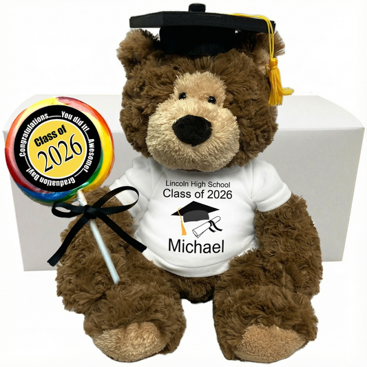 Graduation Teddy Bear Personalized Gift Set - 14" Bear Hugs, Class of 2026