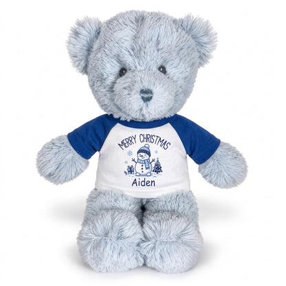 Personalized Christmas Teddy Bear - 12 Inch Blue Baby Bear