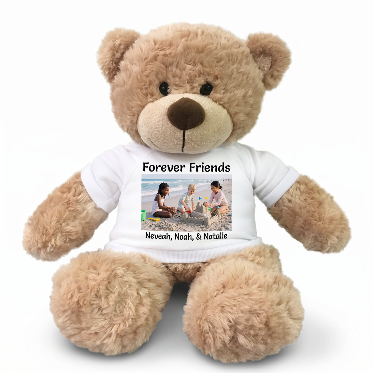 Personalized Teddy Bear - 13" Bonny Bear with Photo and/or Text - White Shirt