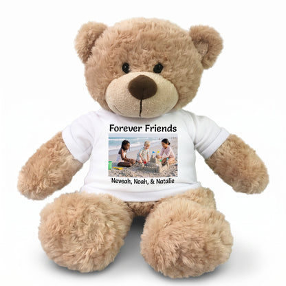 Personalized Teddy Bear - 13" Bonny Bear with Photo and/or Text - White Shirt
