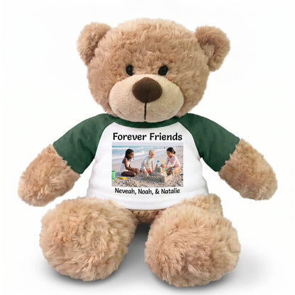 Personalized Teddy Bear - 13" Bonny Bear with Photo and/or Text - Green Shirt