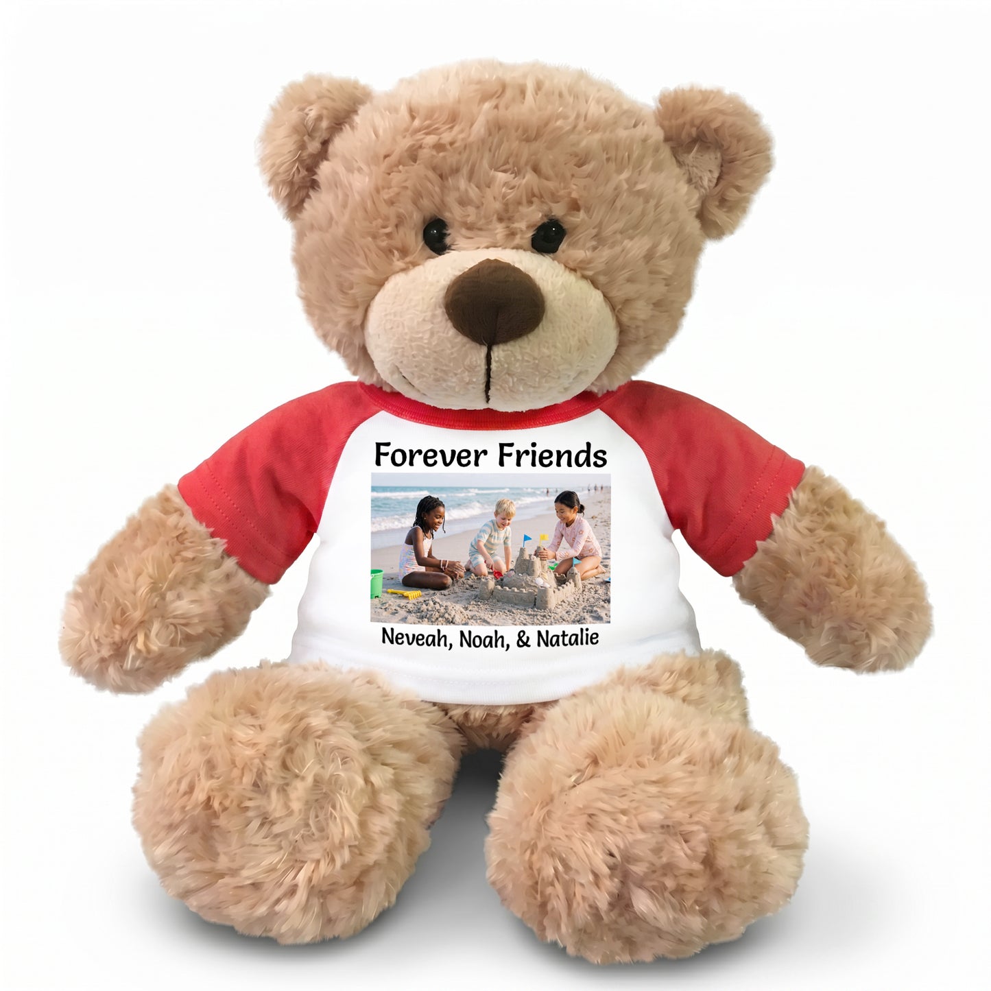 Personalized Teddy Bear - 13" Bonny Bear with Photo and/or Text - Red Shirt