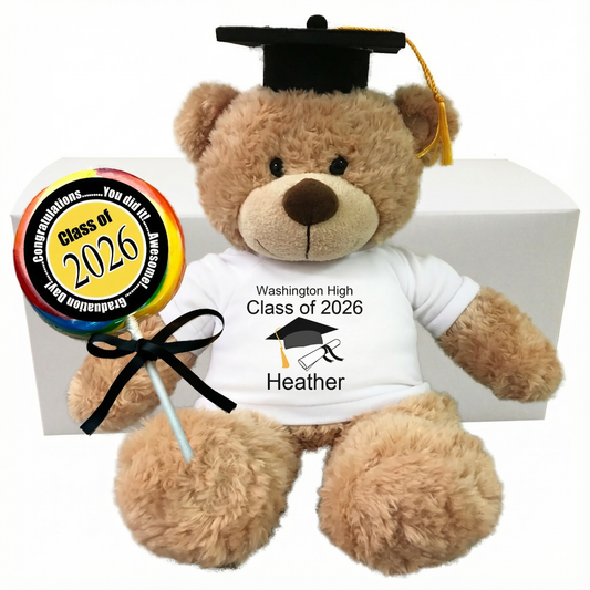 Graduation Teddy Bear Personalized Gift Set - 13" Bonny Bear, Class of 2026 