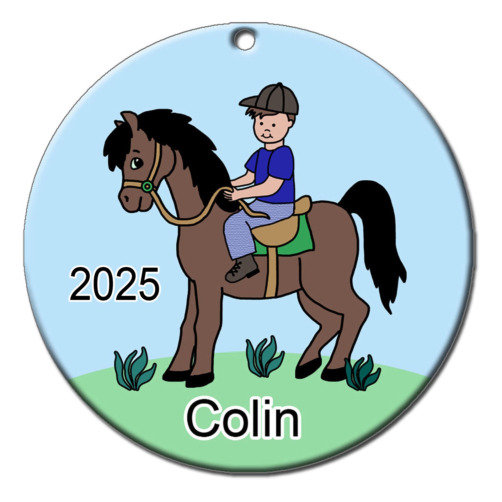 Boy on Horse Personalized Christmas Ornament