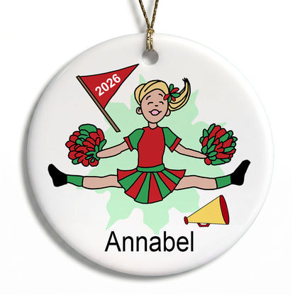 Cheerleader Personalized Christmas Ornament - Blonde Hair