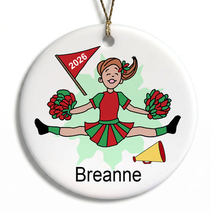 Cheerleader Personalized Christmas Ornament - Red Hair
