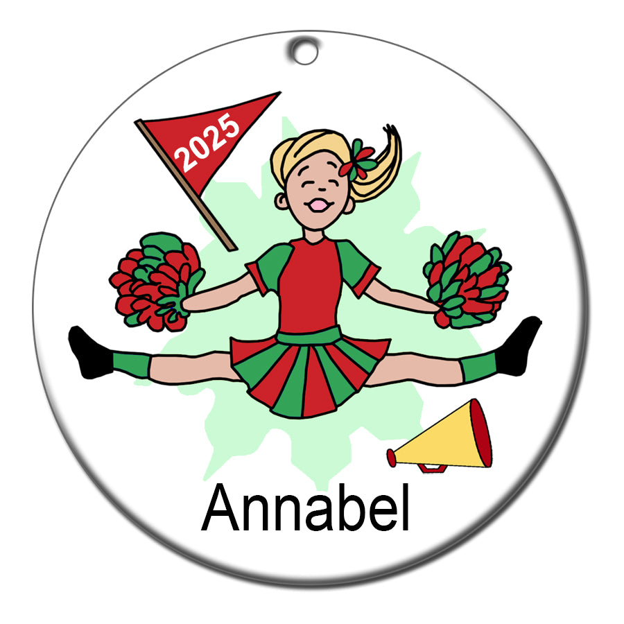Cheerleader Personalized Christmas Ornament - Blonde Girl