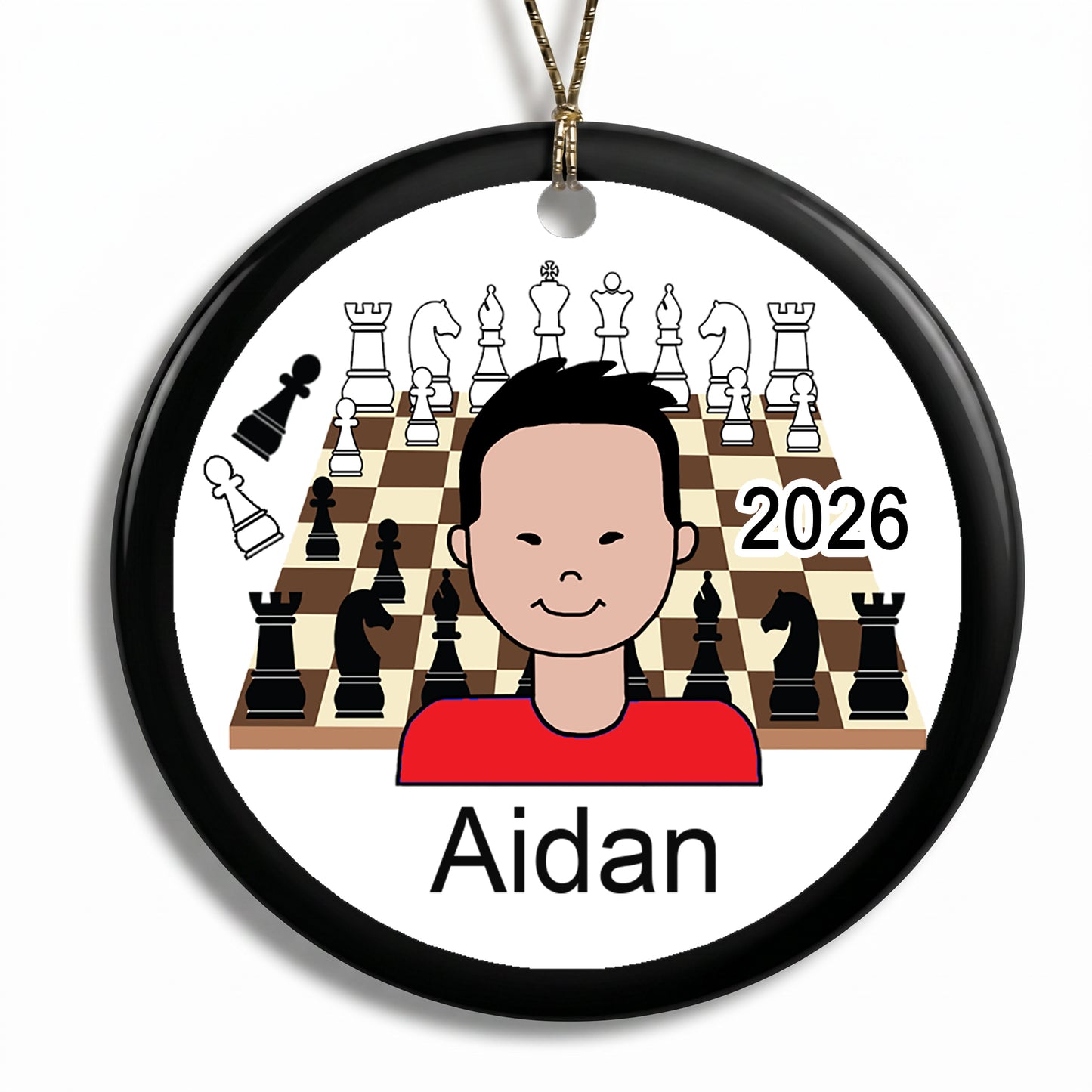 Chess Boy Personalized Christmas Ornament - Asian
