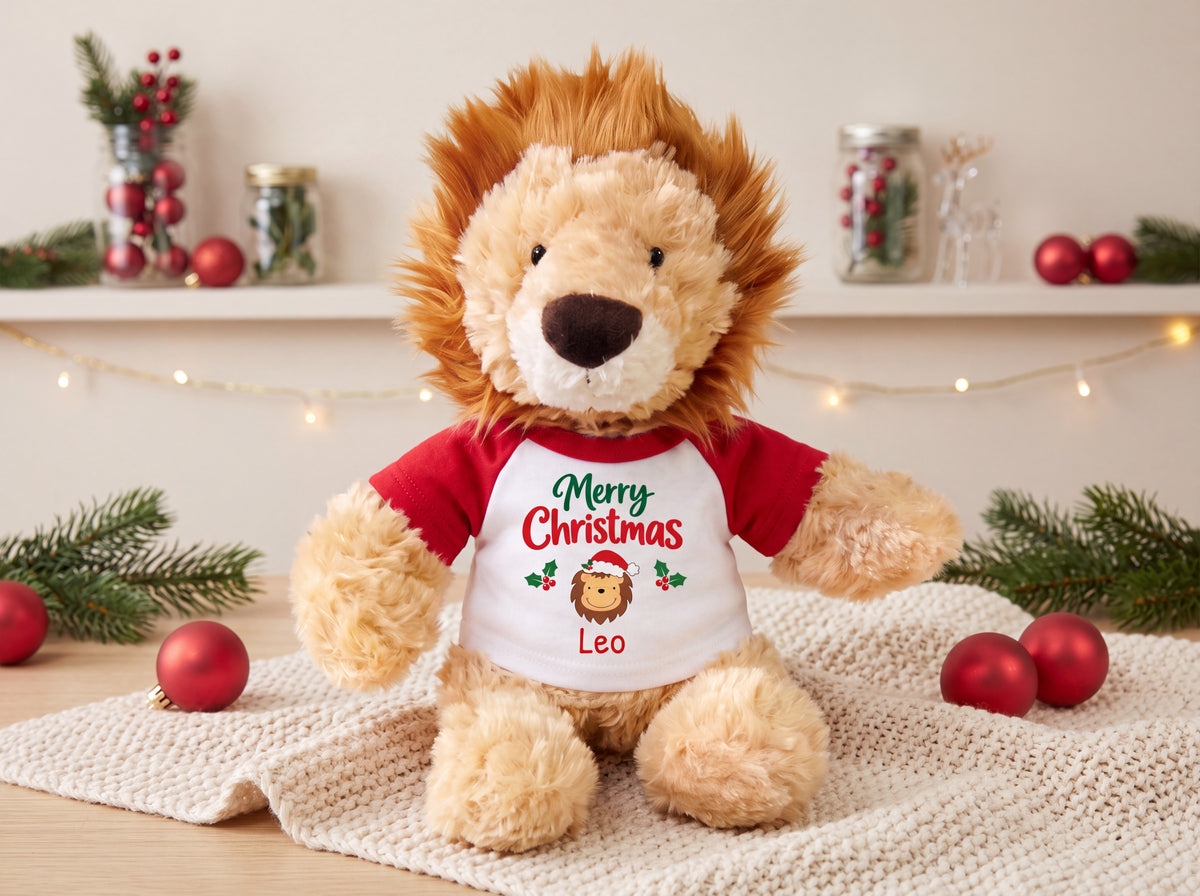 Personalized Christmas Stuffed Lion - 12 Inch Plush Tubbie Wubbies Lion custom gift