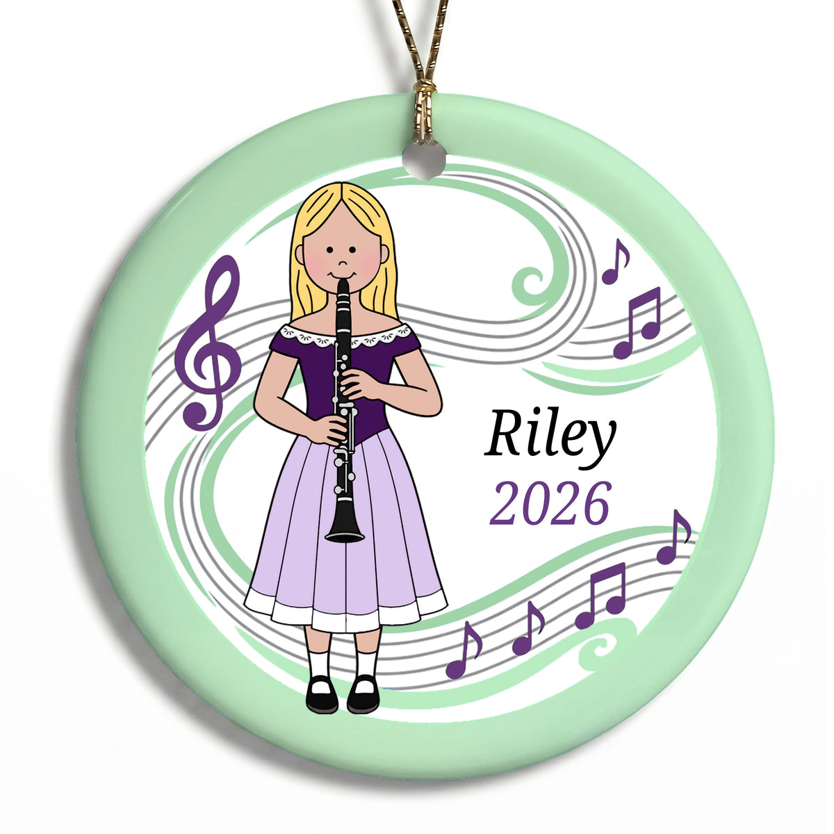 Clarinet Girl Personalized Christmas Ornament