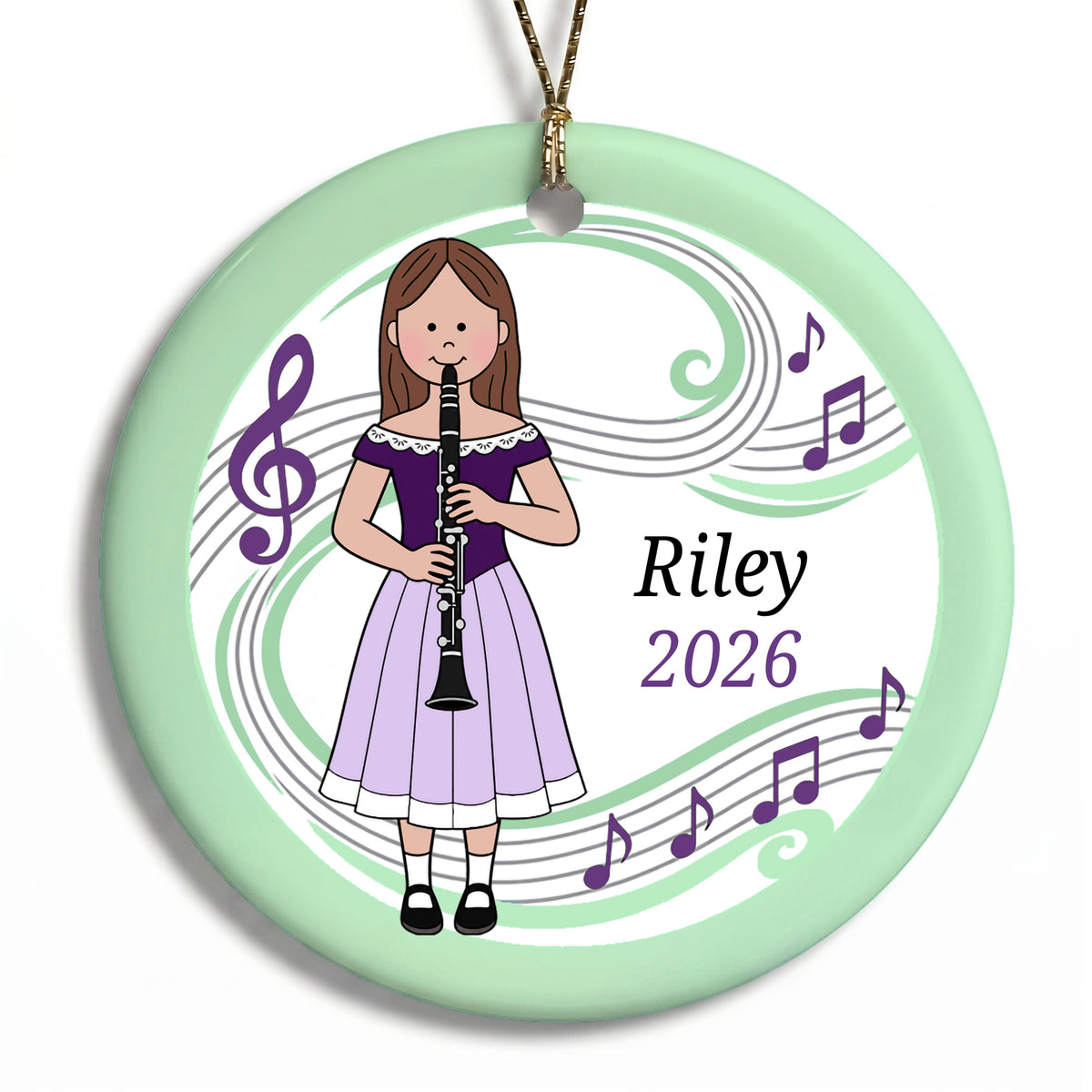 Clarinet Girl Personalized Christmas Ornament