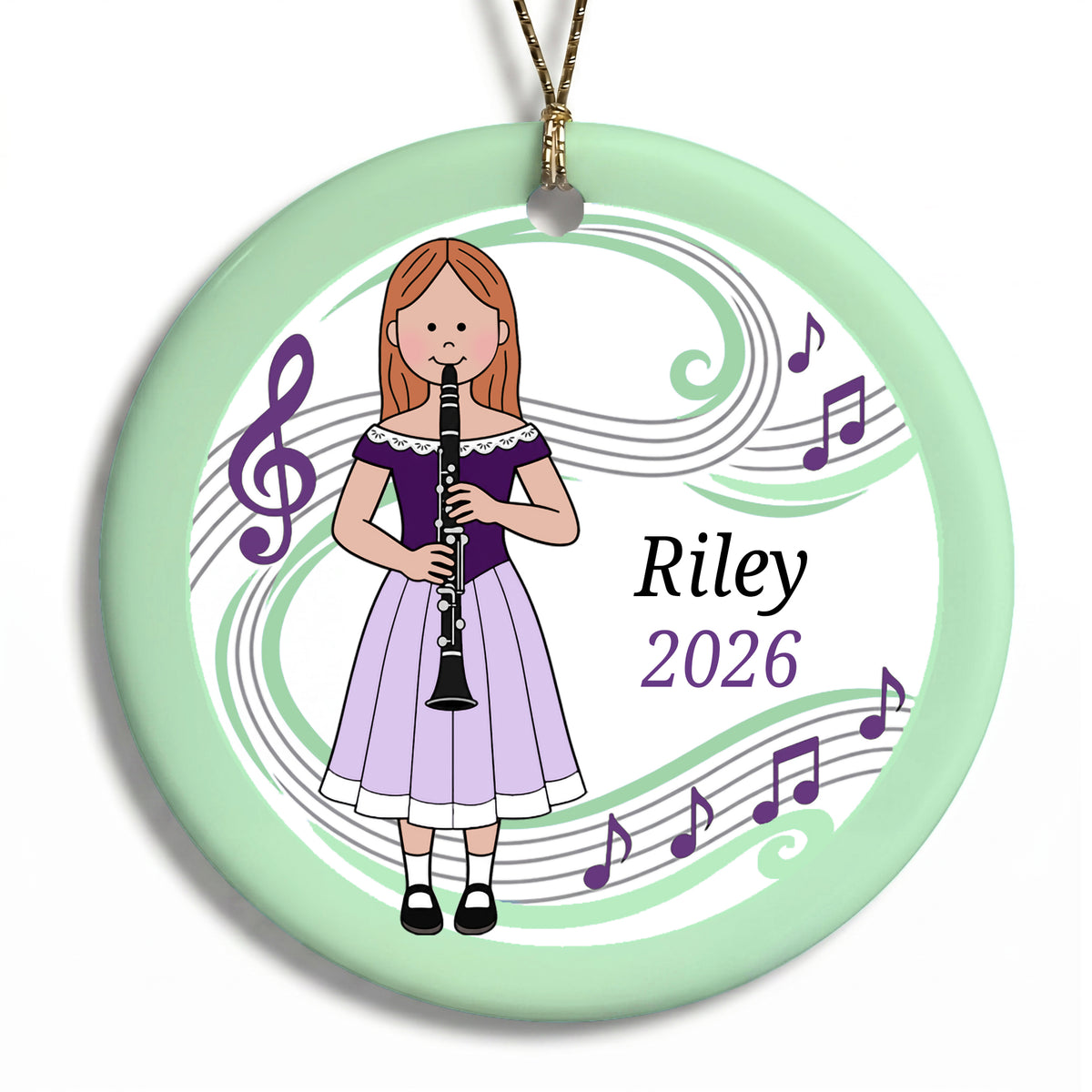 Clarinet Girl Personalized Christmas Ornament