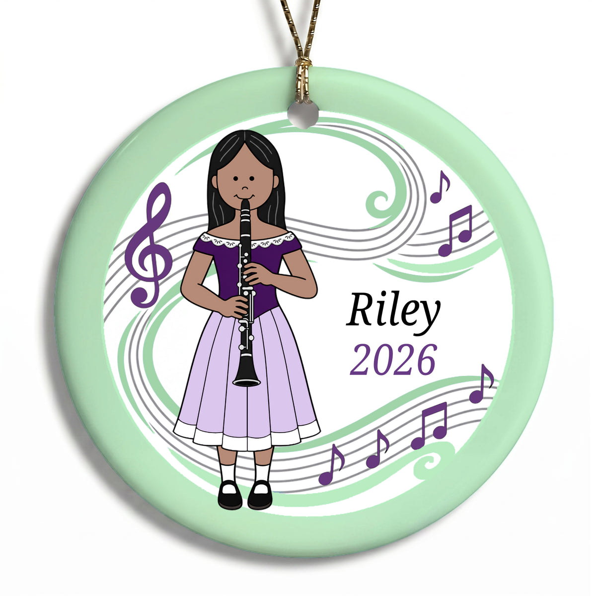 Clarinet Girl Personalized Christmas Ornament