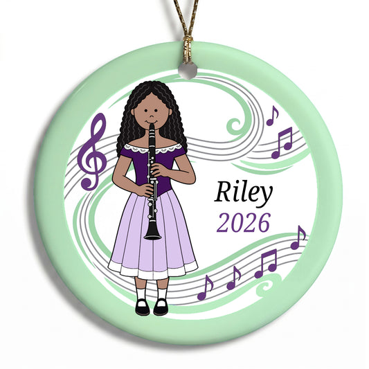 Clarinet Girl Personalized Christmas Ornament