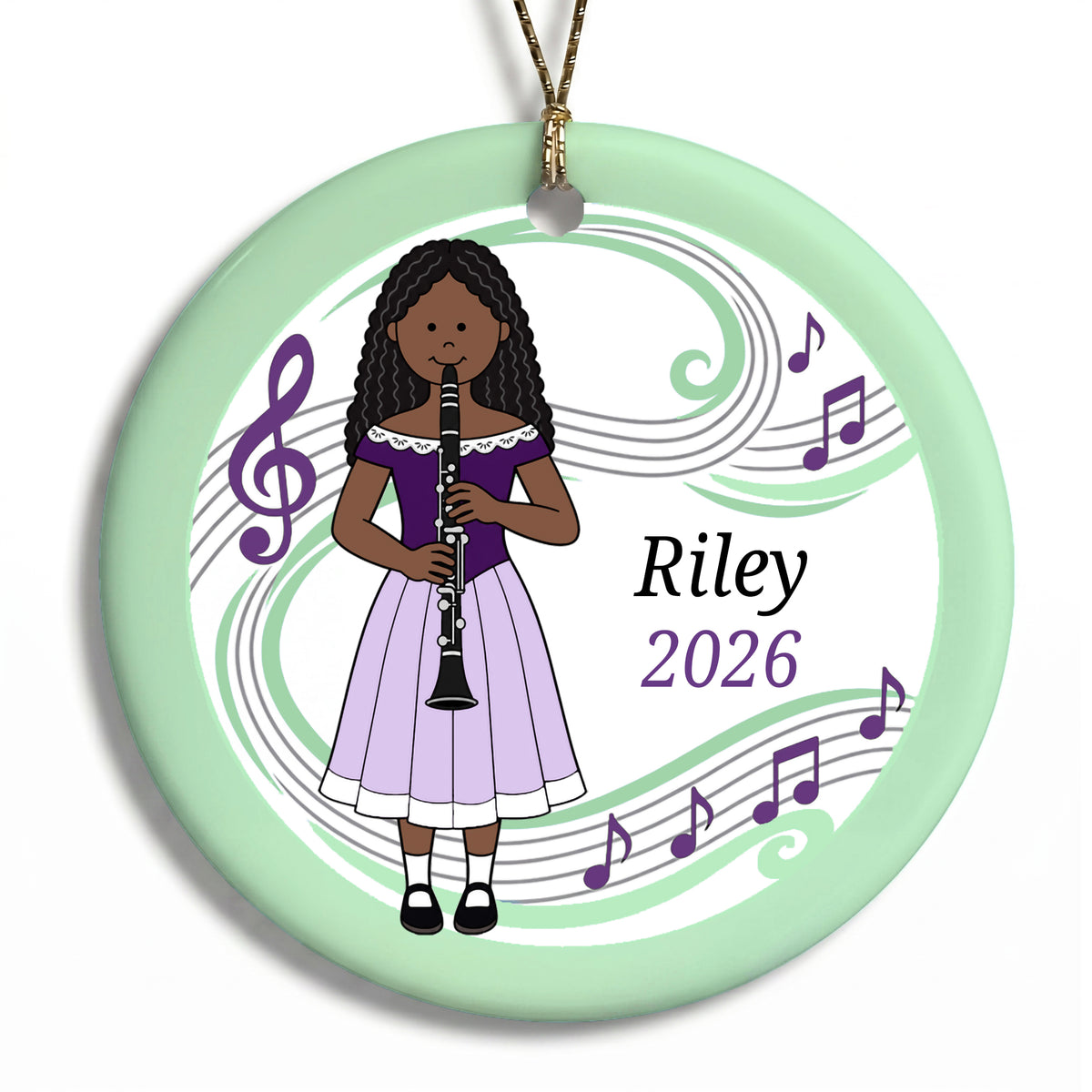 Clarinet Girl Personalized Christmas Ornament