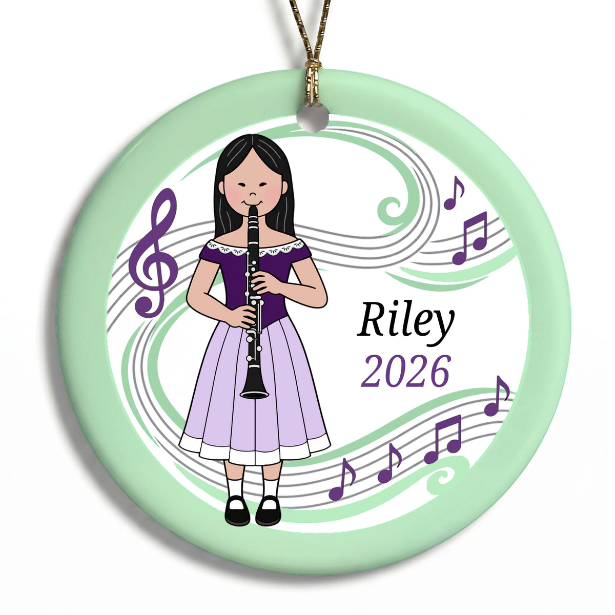 Clarinet Girl Personalized Christmas Ornament