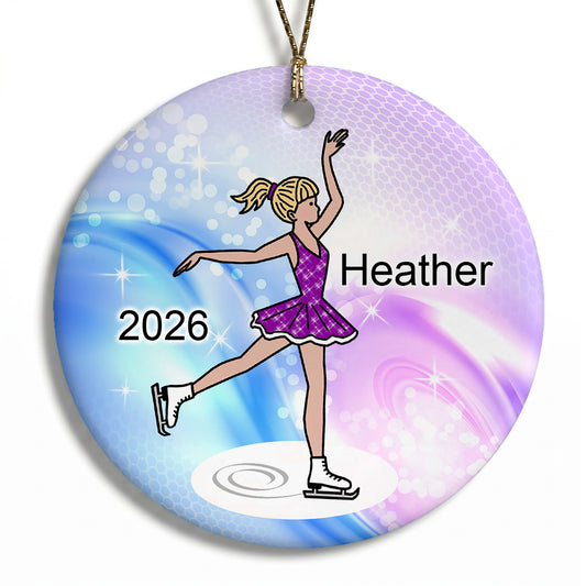 Ice Skating Christmas Ornament - Dainty Sparkle Skater - Ice Skating, Figure Skating Girl with blonde hair