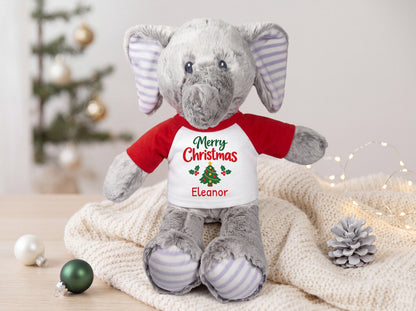 Personalized Christmas Stuffed Elephant - 12 Inch Plush Elvin Elephant