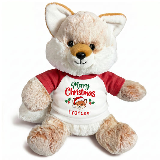 Personalized Christmas Stuffed Fox - 11 Inch Plush Fancy Fox