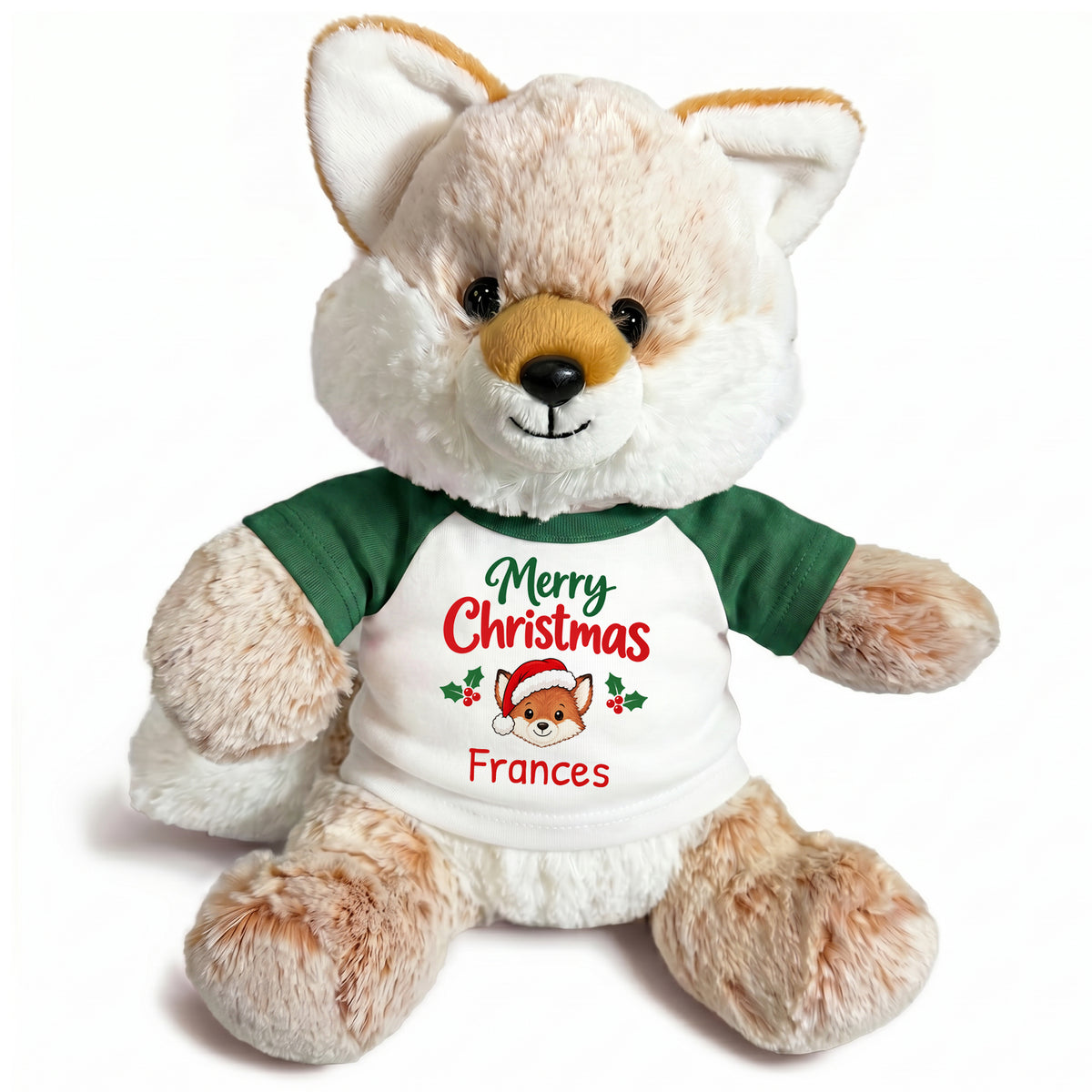 Personalized Christmas Stuffed Fox - 11 Inch Plush Fancy Fox